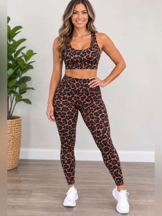 aerie Other - Aerie offline matching Leopard Print Sports Bra and Leggings Set - Brown & Black